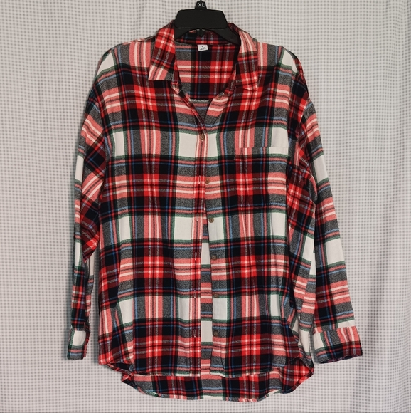 Old Navy Multicolor Holiday Christmas 100% Cotton Flannel Hi-Lo Plus Size XL - Picture 1 of 9